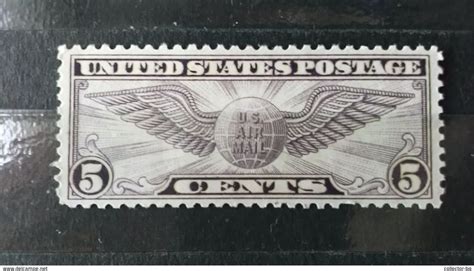 RARE 5 CENTS US POSTAGE 1928-30 Winged Globe, 5 Cent, Air Mail VIOLET ...