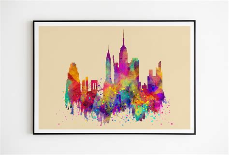 New York City Paint Drip poster, contemporary illustration art print – Big Art Shop