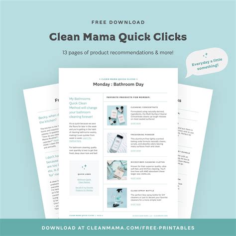 Free Printable : Clean Mama Quick Clicks - Clean Mama