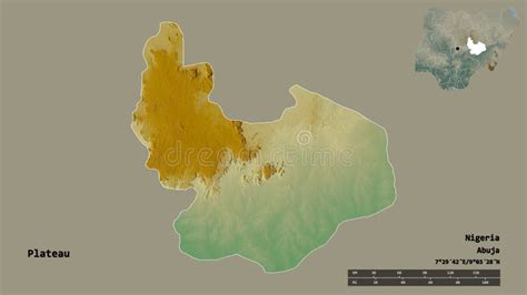 Plateau, State of Nigeria, Zoomed. Relief Stock Illustration ...