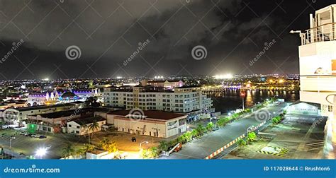 Oranjestad Aruba at night editorial stock image. Image of destination ...