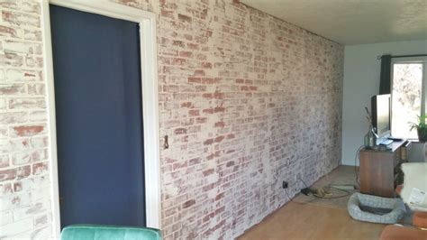 Living Room Makeover - German Schmear Faux Brick Wall - Little Vintage Cottage