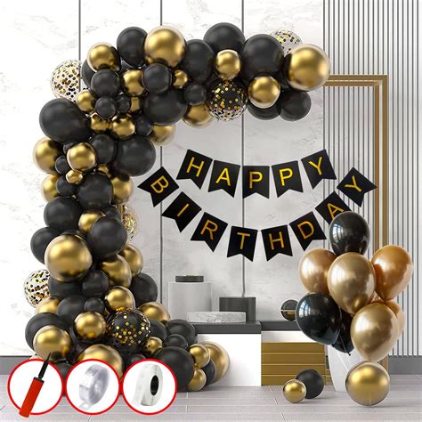 Buy Party Propz Black And Gold Balloons for Birthday Decoration- Set of 69 Pcs | Happy Birthday ...