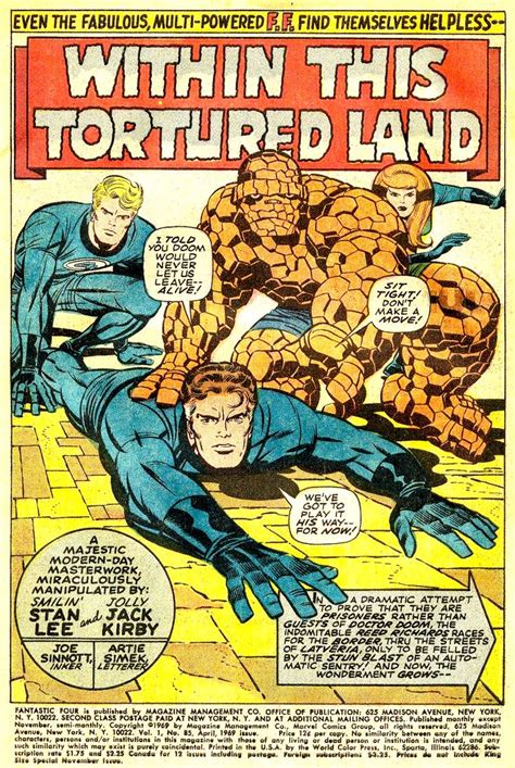 Fantastic Four #85, Splash Page by Jack Kirby & Joe Sinnott | Star comics, Comics, Marvel