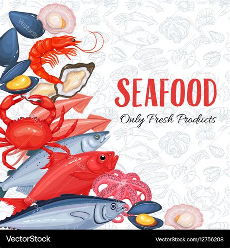 Seafood menu background Royalty Free Vector Image