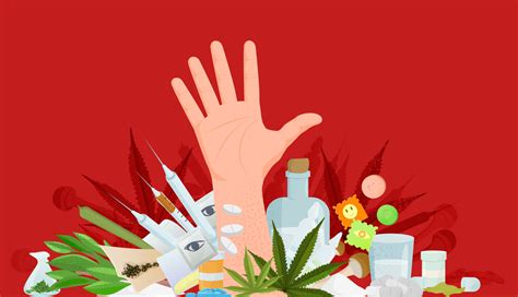 Cartoon human addiction waving hand vector graphic illustration. Person arm surrounded by drugs ...