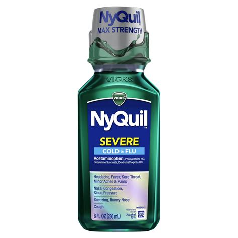 Vicks Nyquil Severe Cough Cold and Flu Medicine, Liquid 8 oz - Walmart.com - Walmart.com