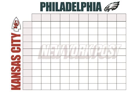 Super Bowl 2023 squares: Printable boxes template for Chiefs-Eagles