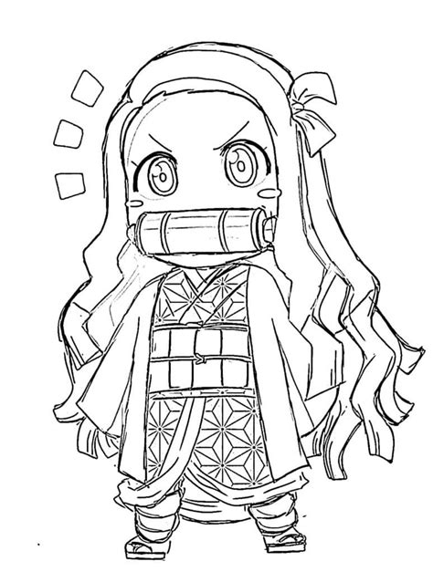 Cute Chibi Nezuko coloring page - Download, Print or Color Online for Free