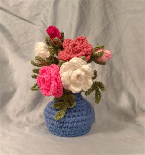 Crochet flower vase with flowers handmade amigurumi flowers | Etsy