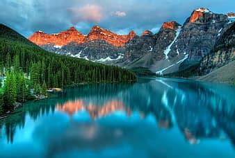 moraine lake, water, reflections, canada, mountains, snow, winter ...