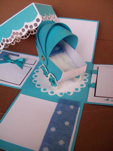 Exploding Invitation box bLue stroller for baby boy! Baby Shower Brunch, Box Invitations ...