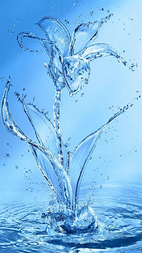 Water flower, blue, desenho, drop, flower, leaf, nature, water, wave ...