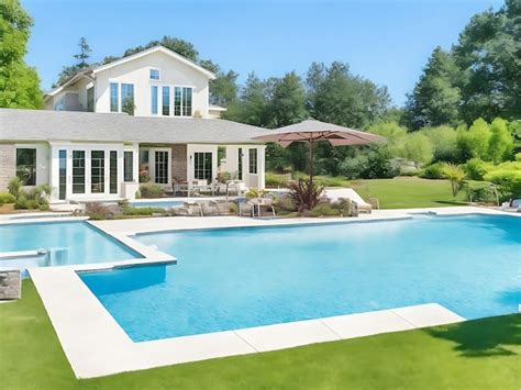 Premium AI Image | Beautiful modern style house with a pool in the ...