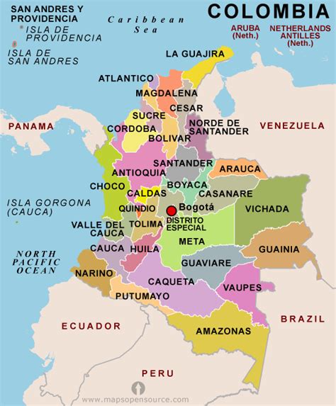 Colombia Country Profile | Free Maps of Colombia | Open Source Maps of ...