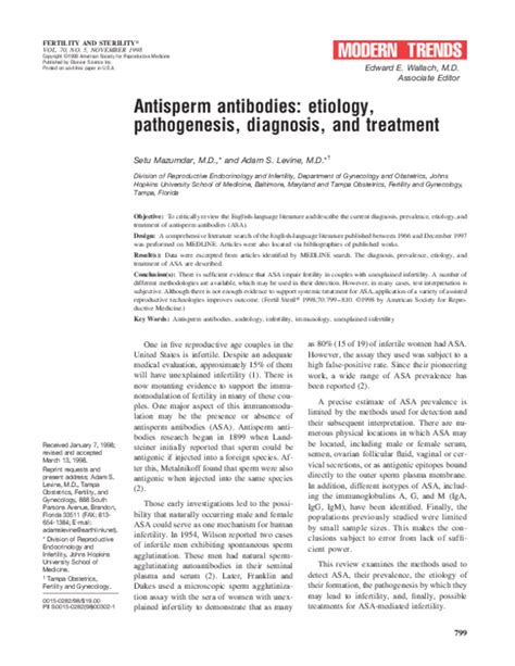 (PDF) Antisperm antibodies: etiology, pathogenesis, diagnosis, and ...