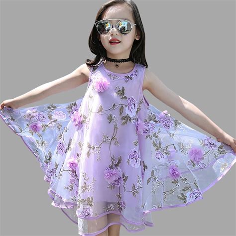 Summer Girls Dress Sleeveless Flower Kids Dresses Teenage Girls Sundress 4 6 8 10 12 Years Kids ...