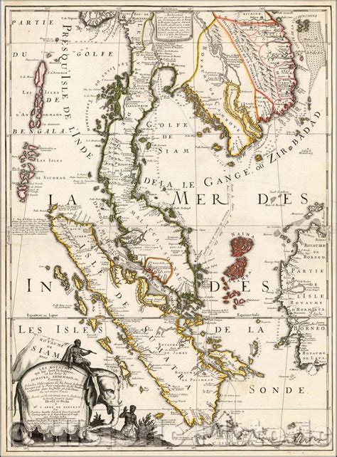 Historic Map - Royaume De Siam, avec Les Royaumes qui luy sont-Tributaries, et les Isles de ...