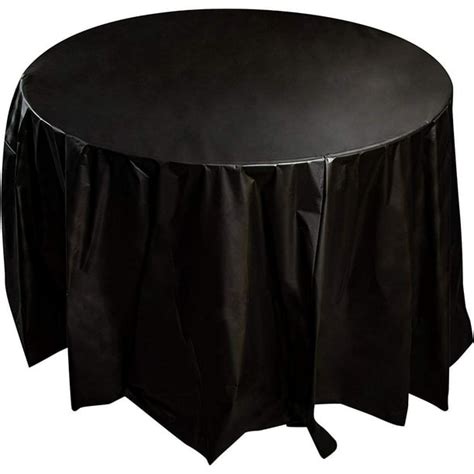 12-Pack Black Plastic Tablecloth - 84-Inch Round Disposable Table Cover ...