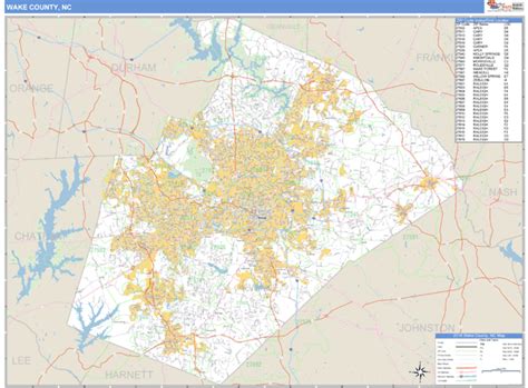 Wake County, North Carolina Zip Code Wall Map | Maps.com.com