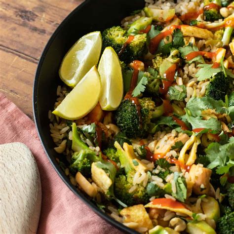 Thai Curry Fried Rice with Broccoli & Mushrooms (Vegan & Vegetarian option) - always use butter