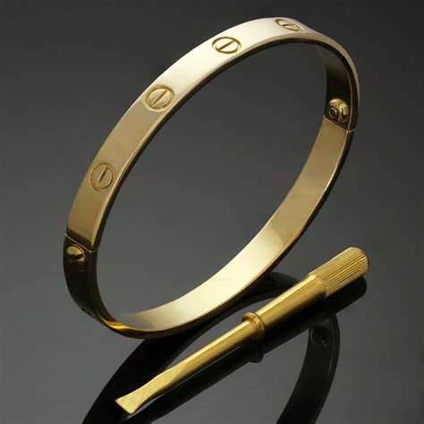 CARTIER Love 18k Yellow Gold Bangle Bracelet Size 18-MTSJ122