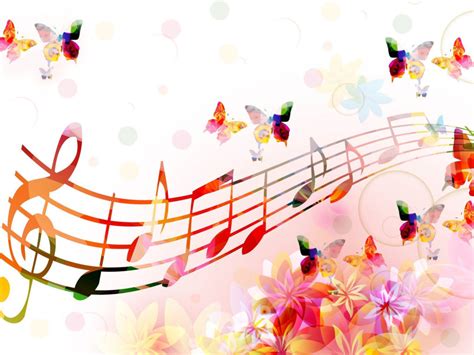 Musical Notes Butterflies Backgrounds | Design, Flowers, Music Templates | Free PPT Grounds