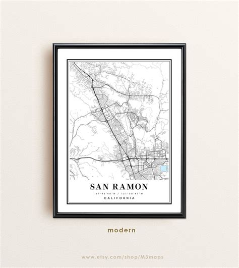 San Ramon California Map San Ramon CA Map San Ramon City - Etsy