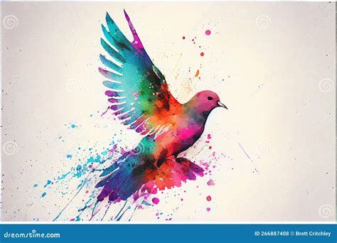 Colorful Colourful Dove of Peace Bird Watercolor Illustration Stock Illustration - Illustration ...