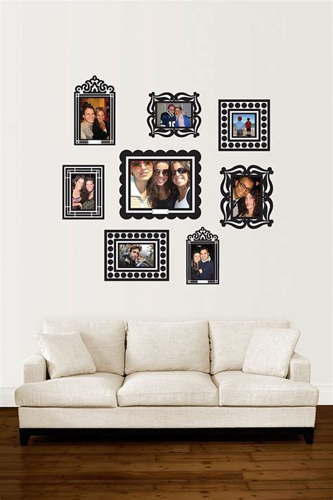 Peel & Stick Black Sticker Frames - Set of 8 | Frames on wall, Wall decor stickers, Photo frame wall