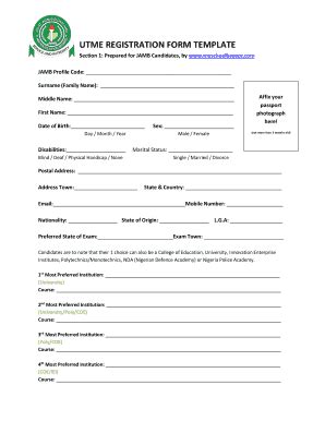 JAMB Registration Form Template. Sample Of JAMB Registration Form Free Download 2020-2024 - Fill ...