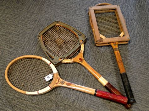 76) Three vintage wooden tennis rackets – Slazenger Demon, Dunlop ...