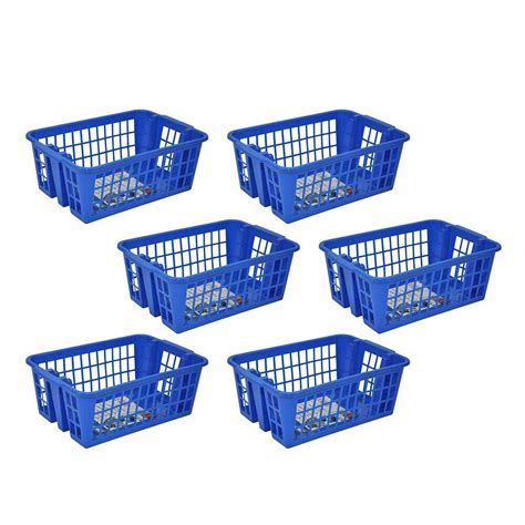 Medium Stackable Storage Basket in Blue (6-Pack)-BK150RT6-058 - The Home Depot | Stackable ...