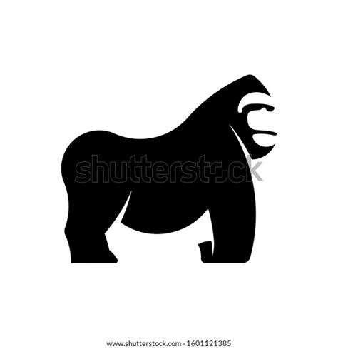 Silhouette Big Gorilla Walking Seeing Stock Vector (Royalty Free ...