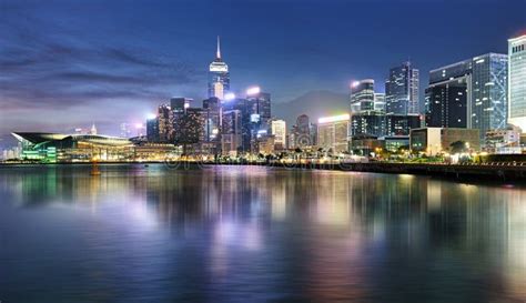 Panorama of Victoria Harbor Night View at Hong Kong, China Stock Photo ...