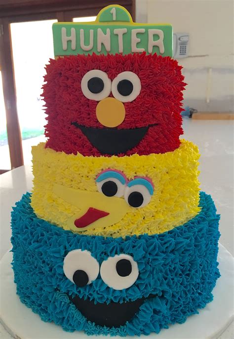 Sesame Street Cake - Cookie Monster, Big Bird and Elmo | Sesame street ...