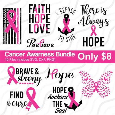 Cancer Awareness Bundle SVG Breast Cancer Quote SVG Cut | Etsy