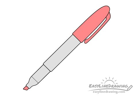 How to Draw a Marker Step by Step - EasyLineDrawing