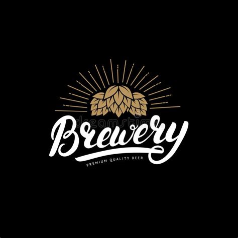 Brewery Hand Written Lettering Logo, Label, Badge Template With Hop For Beer House, Bar, Pub ...