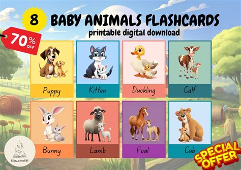 Printable Baby Animals Flashcards for Kids, Educational and Fun ...