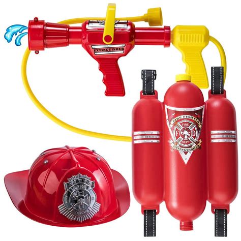 Prextex Firefighter Play Set - Backpack Water Gun Blaster with Fire Hat, Beach & Outdoor Toy ...