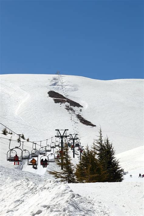 Skiing in Lebanon (Middle East) Stock Image - Image of slope, people ...