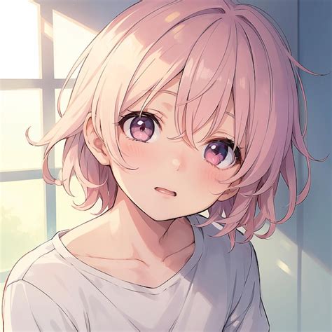 Premium AI Image | cute anime character with pink hair looking at the camera