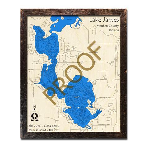 Lake James, IN Wood Map | 3D Nautical Wood Charts