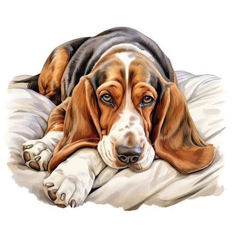 Premium AI Image | Watercolor basset hound clipart white background