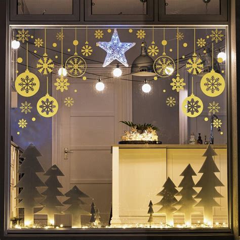 Christmas Window Decals, Winter Decals Commerce Window Display, Christmas Balls Vinyl Decals for ...