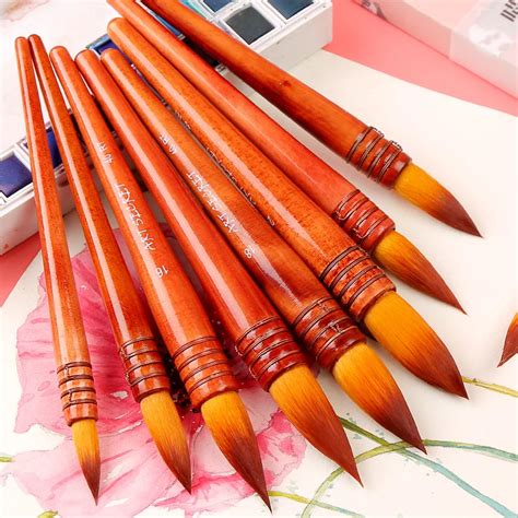 BGLN 1Pcs Nylon Hair Pointed Watercolor Paint Brush Hand Painted Acrylic Painting Brush For ...