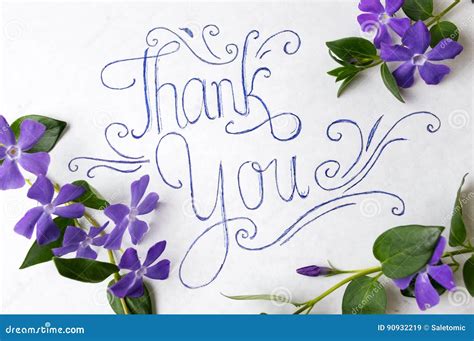 Thank You Note Surrounded by Purple Flowers Stock Image - Image of ...