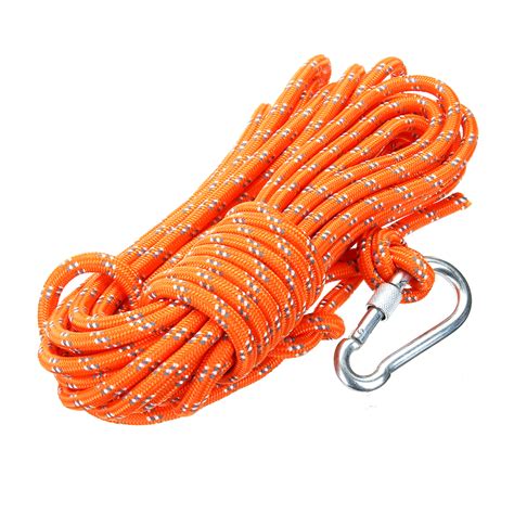 Outdoor climbing rope 8mm diameter, 10m(32ft) escape rope with hook fire rescue parachute rope ...