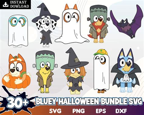 Halloween Bluey svg, Bluey vector, bluey horror in 4 formats, bluey cu